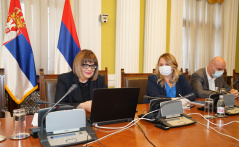 26 May 2020 National Assembly Speaker Maja Gojkovic speaks with the European Parliament’s Standing Rapporteur on Serbia Vladimir Bilcik and the Chair of the EP Delegation for Relations with Serbia Tanja Fajon